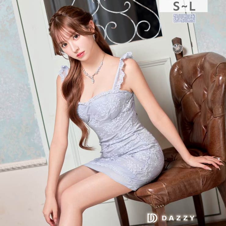 大人上品フラワー刺繍キャミソールフリルタイトミニ丈キャバドレス[SML 3サイズ… | Dazzy | 詳細画像1 