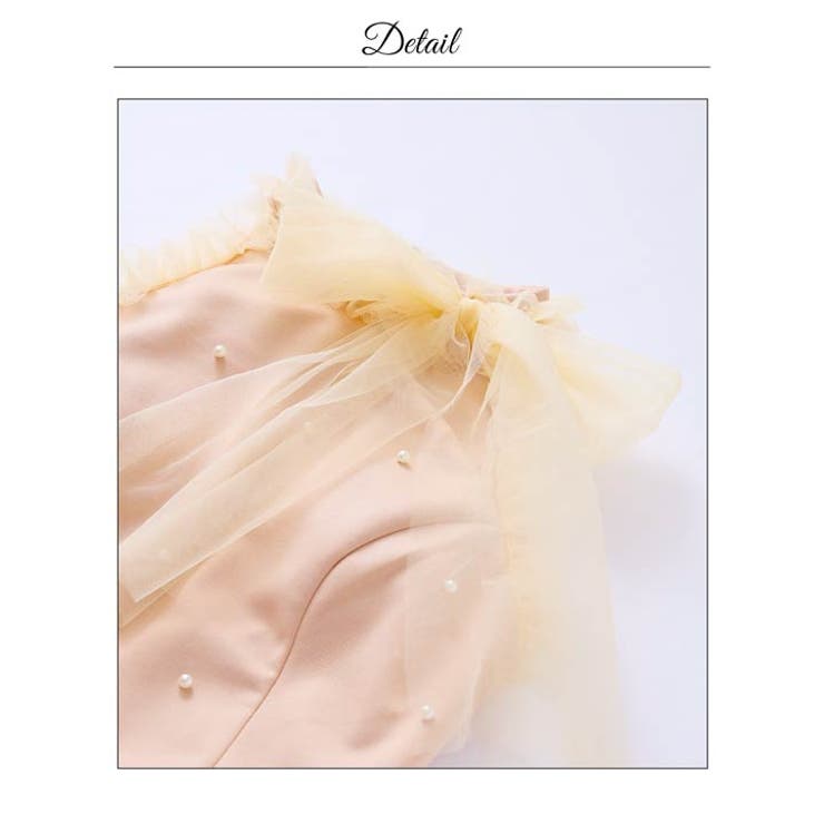 小顔ネックリボン×フリルアメスリに豪華パールビジュー付タイトミニ丈キャバドレス[… | Dazzy | 詳細画像17 