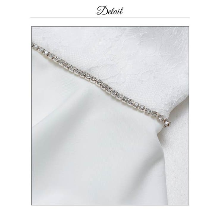 美デコルテ叶うスクエアネック×華奢魅せウエストビジューペプラムシアーレース長袖タ… | Dazzy | 詳細画像17 