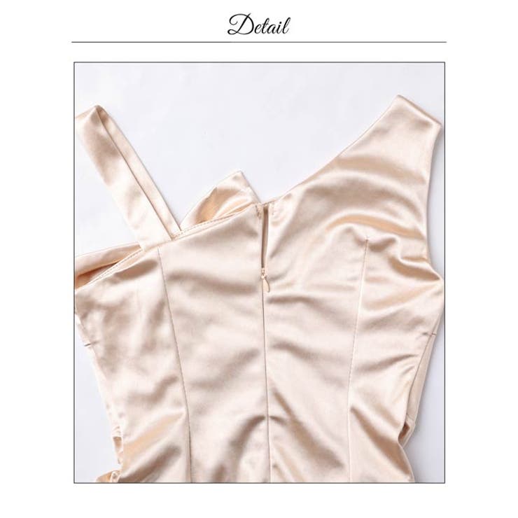 光沢サテンSEXYリボンワンショル美脚魅せスリットタイトロング丈キャバドレス | Dazzy | 詳細画像16 