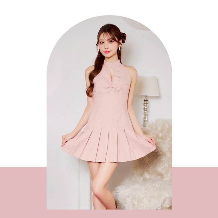 大人SEXYアメスリ胸元カット×ツイードビジュー華奢魅せプリーツAラインミニ丈キ… | Dazzy | 詳細画像19 