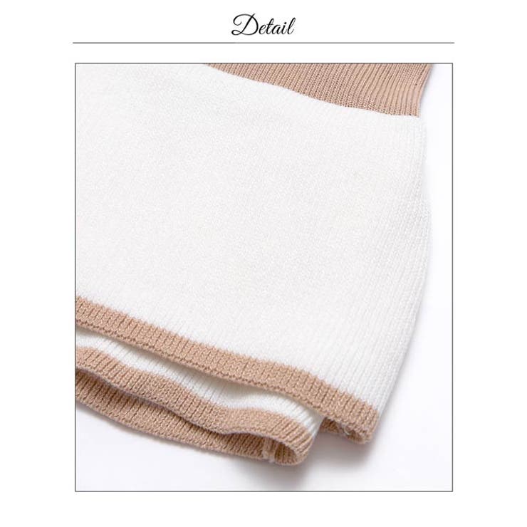 バイカラー襟付きVネックボタンビジューマーメイド長袖ニットタイトミニ丈ワンピース… | Dazzy | 詳細画像15 