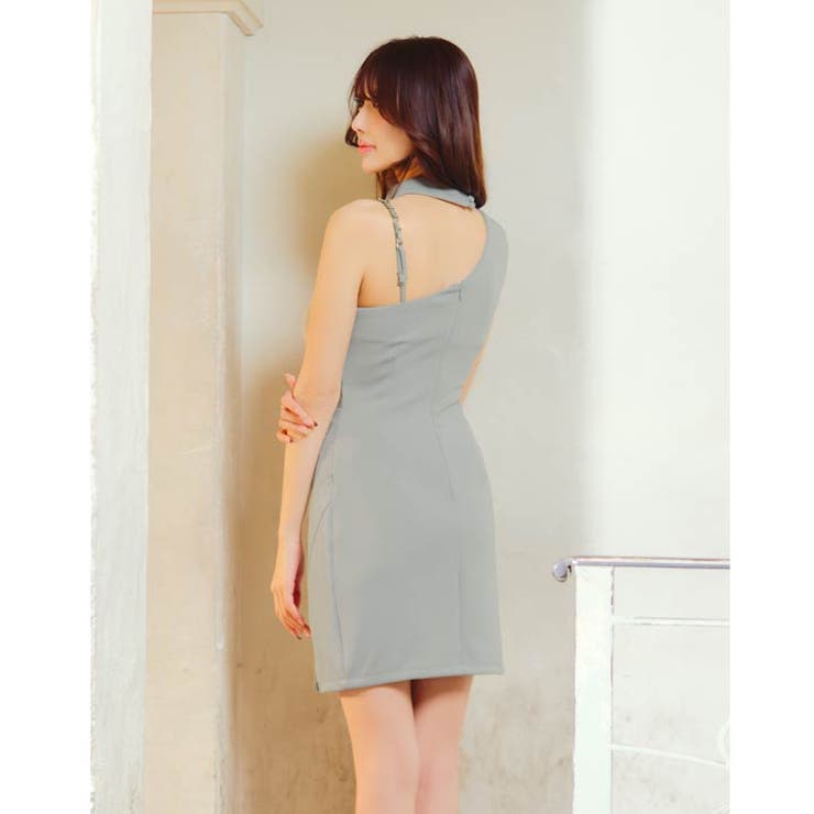 大人SEXY肌魅せワンショルチェーンウエストギャザータイトミニ丈キャバドレス[S… | Dazzy | 詳細画像8 