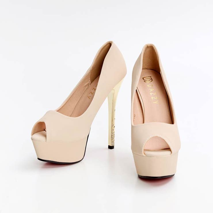 [14cmヒール]シンプルラインストーンオープントゥキャバヒールパンプス[daz… | Dazzy | 詳細画像3 