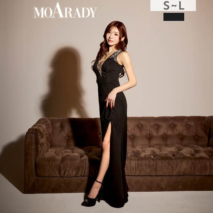 [MOARADY][姉ドレス]脚長効果のVネックビジュー刺繍×タイトラインのロン… | Dazzy | 詳細画像8 