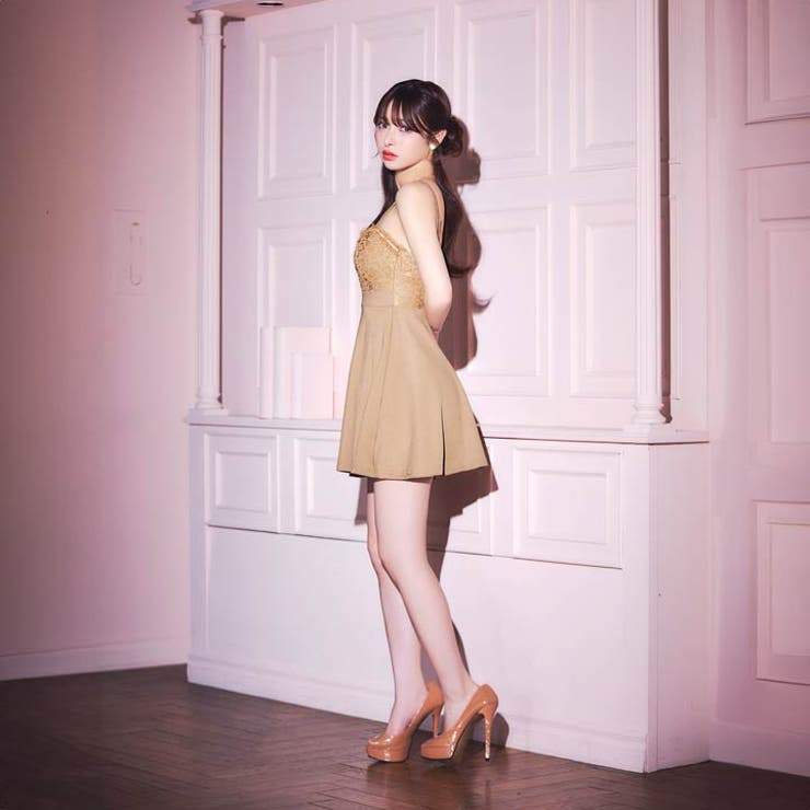 フロントジップバストレースラインキャミソールAラインミニ丈キャバドレス[SML … | Dazzy | 詳細画像13 