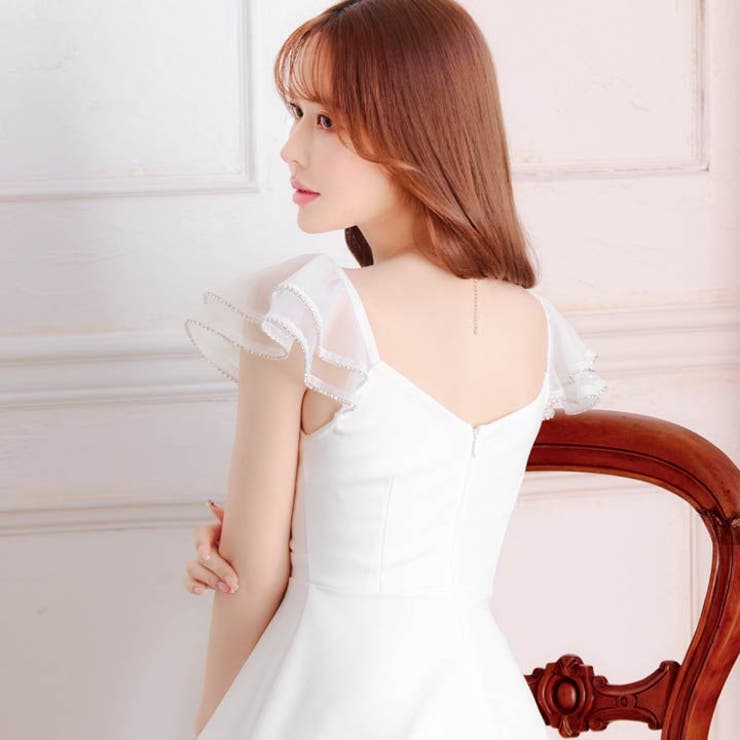 ラインストーン輝くフリル袖×美バスト魅せカシュクールのAラインミニ丈キャバドレス… | Dazzy | 詳細画像16 