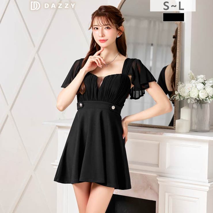 谷間を透け魅せするスタイルUP間違いなしAラインミニ丈キャバドレス[SML 3サ… | Dazzy | 詳細画像5 