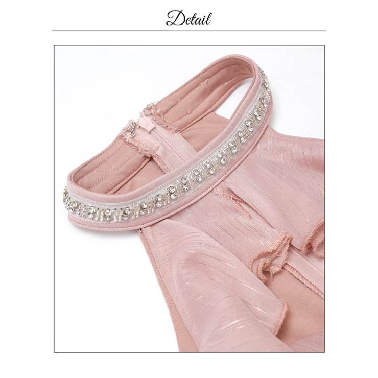 [伊藤桃々着用]キラキラ輝く胸元ビジュー×肩出しアメスリフリル袖オフショルタイト… | Dazzy | 詳細画像15 