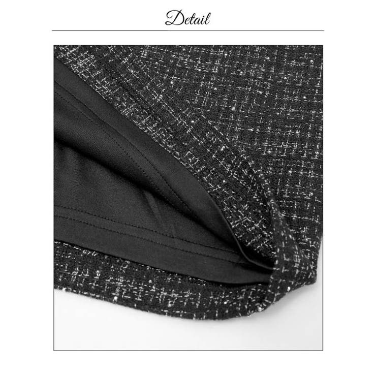 輝くグリッターツイード×首元リボンのファスナー付きタイトミニ丈キャバドレス[SM… | Dazzy | 詳細画像16 