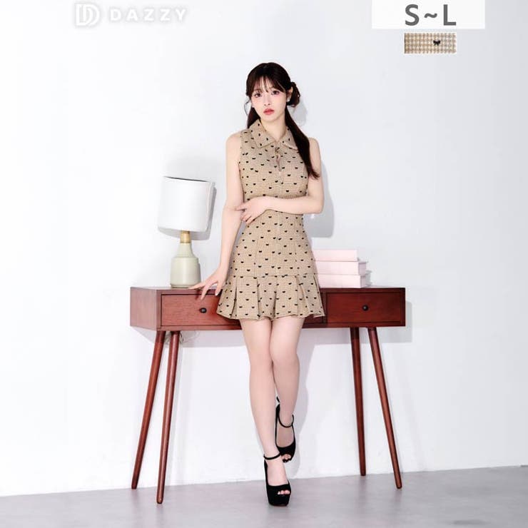 襟付きフロントジップリボン刺繍マーメイドミニ丈キャバドレス[SML 3サイズ展開… | Dazzy | 詳細画像7 