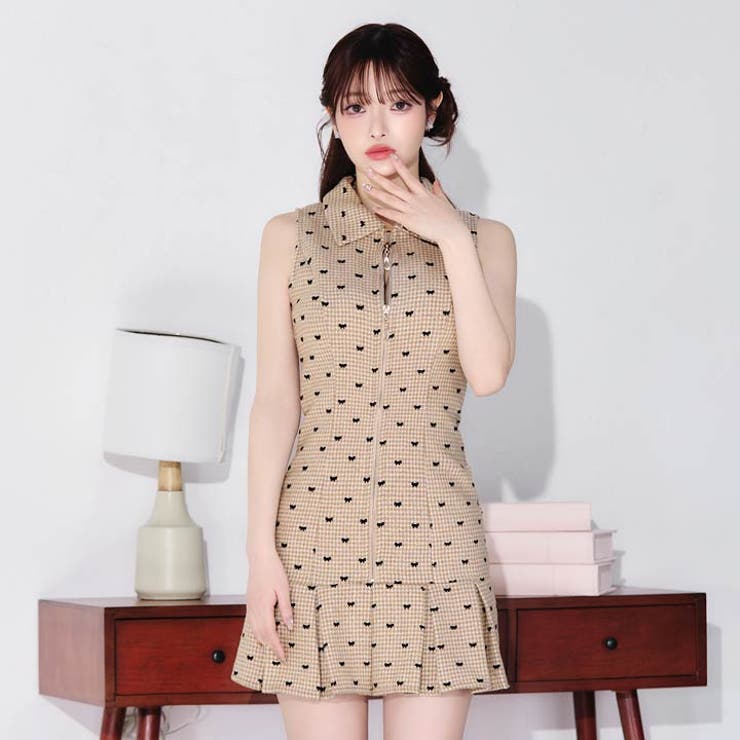 襟付きフロントジップリボン刺繍マーメイドミニ丈キャバドレス[SML 3サイズ展開… | Dazzy | 詳細画像9 