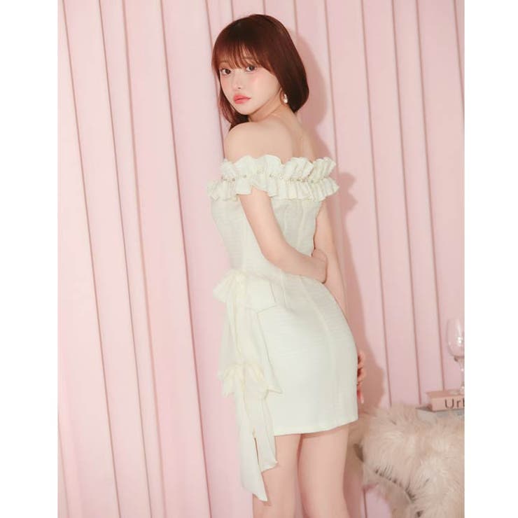 華やか顔魅せフリル×存在感与えるサイドリボンのワンショルタイトミニ丈キャバドレス… | Dazzy | 詳細画像9 