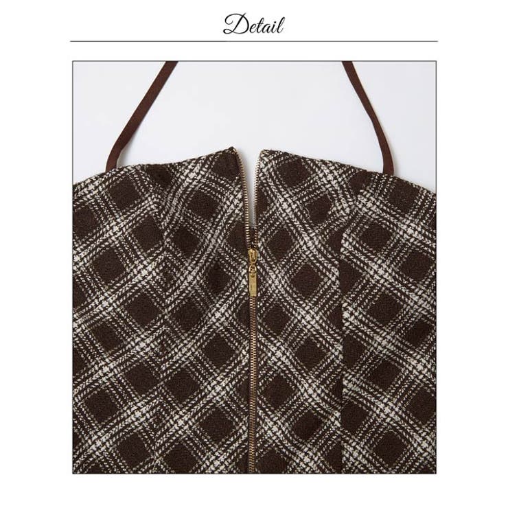 人気のチェックとホルターネック谷間ジップツイードAラインミニ丈キャバドレス[SM… | Dazzy | 詳細画像19 