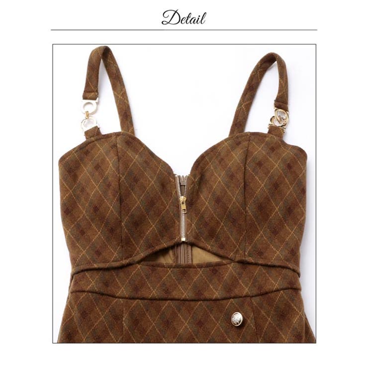 トレンドなNEW CLASSICチェック柄胸元ジップ美くびれウエストカットキャミ… | Dazzy | 詳細画像19 