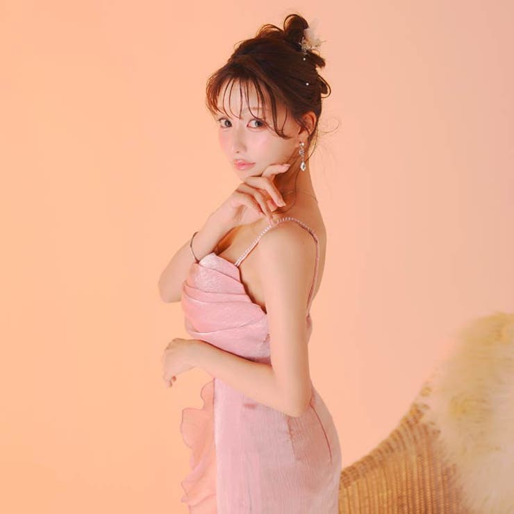 [桜井みづき着用 小さめサイズ]美脚魅せスリット入りサイドドレープ×ジョーゼット… | Dazzy | 詳細画像19 