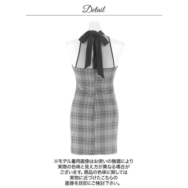 [谷間魅せ]大胆ホール×チェック柄シアーアメスリのタイトミニ丈キャバドレス[SM… | Dazzy | 詳細画像19 
