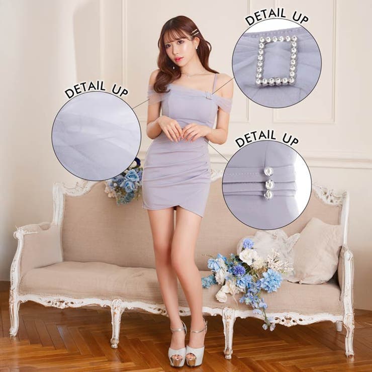 [伊藤桃々着用]あざと可愛いチュール袖オフショル×ビジューバックルのギャザータイ… | Dazzy | 詳細画像6 