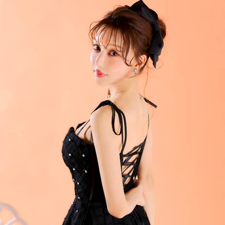 [桜井みづき着用]ファスナーチェックラインストーンレースアップAラインミニ丈キャ… | Dazzy | 詳細画像18 
