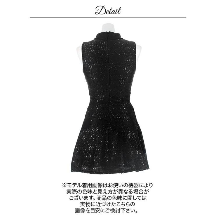 [明日花キララ着用]ハイネックジップスパンコールノースリーブAラインミニ丈キャバ… | Dazzy | 詳細画像15 