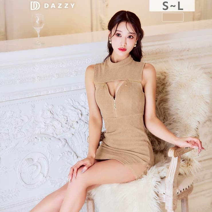 色っぽい谷間魅せカットアウトのハイネックノースリーブタイトミニ丈キャバドレス[S… | Dazzy | 詳細画像16 
