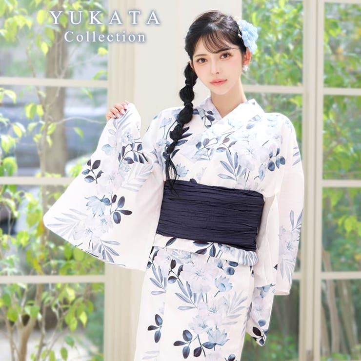 2点SET]白地×ボタニカル柄浴衣【2026年新作 YUKATA by[品番