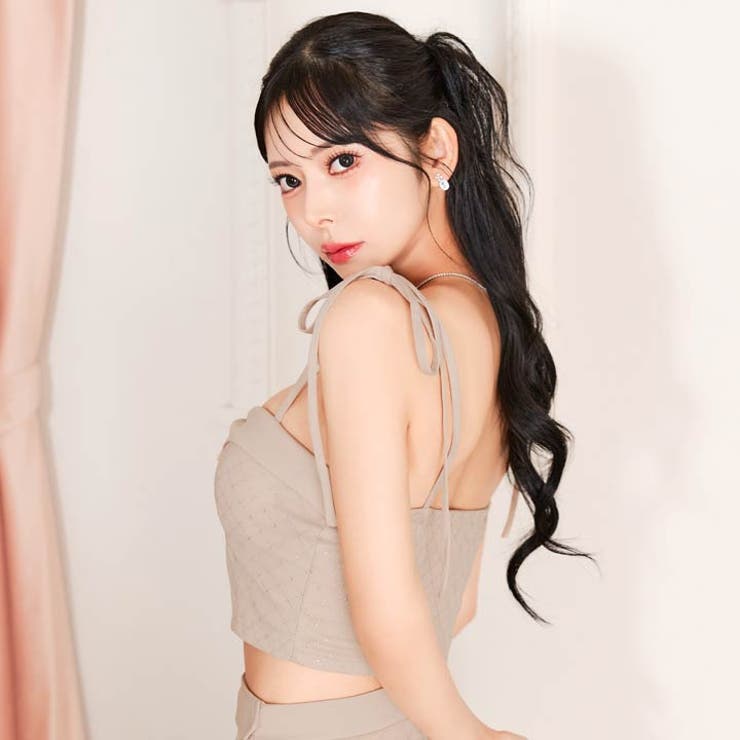 格子柄ラメキャミソール谷間ジップタイトミニ丈セットアップ[SML 3サイズ展開] | Dazzy | 詳細画像10 