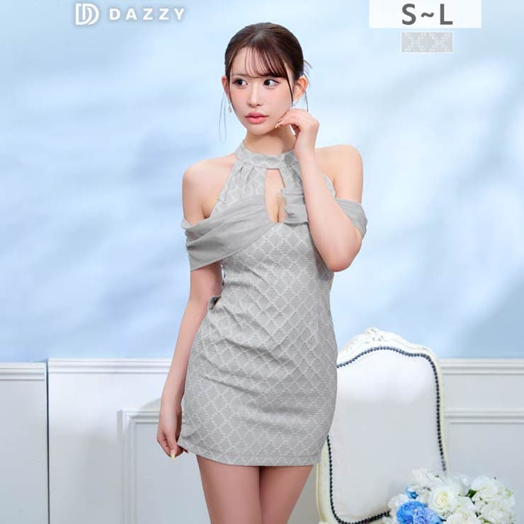 [伊藤桃々着用]肌魅せがSEXYな華奢魅せオフショル♪立体格子柄のタイトミニ丈キ… | Dazzy | 詳細画像6 