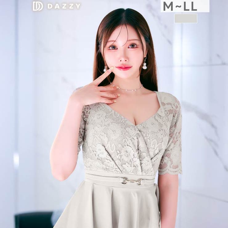 フラワーレース五分袖ペプラムベルトモチーフタイトミニ丈キャバドレス[M~LL 3… | Dazzy | 詳細画像9 