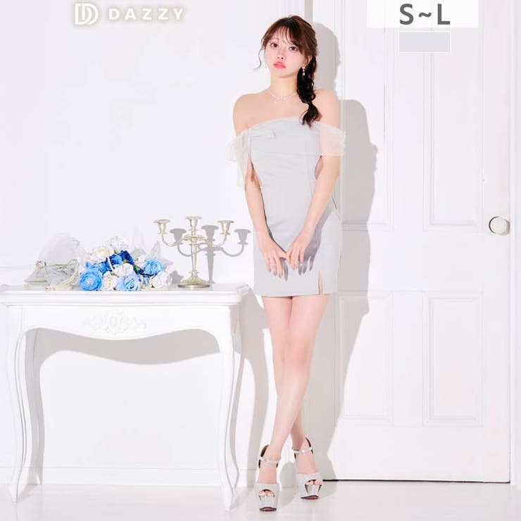 可憐なふんわり女神袖×オフショルで上品に華奢魅せ♪肌魅せウエストシアーのタイトミ… | Dazzy | 詳細画像1 