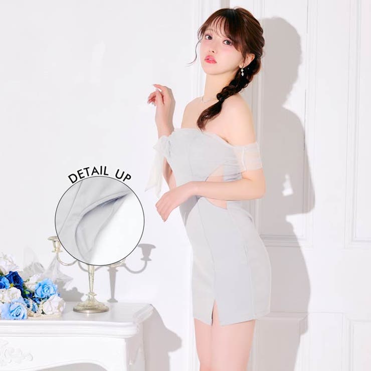 可憐なふんわり女神袖×オフショルで上品に華奢魅せ♪肌魅せウエストシアーのタイトミ… | Dazzy | 詳細画像2 