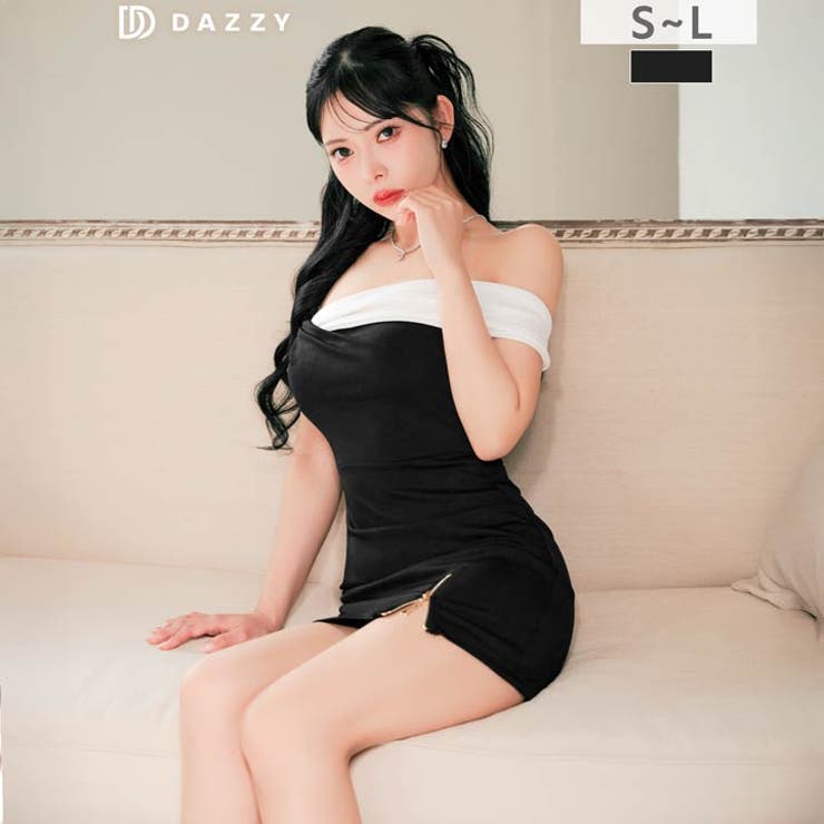 大胆オフショルでデコルテ美人に♪モノトーンバイカラー×裾ジップスリットがクールな… | Dazzy | 詳細画像9 