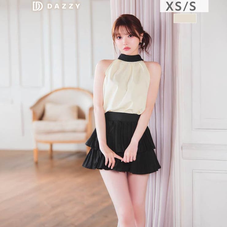 イイ女は後姿でも魅せるリボンホルターネックトップス＆ミニティアードスカートセット… | Dazzy | 詳細画像7 