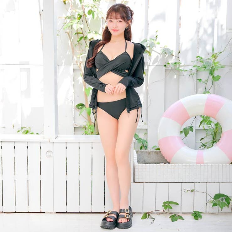 [単品]フード付きジップラッシュガード 水着【dazzy beach | Dazzy | 詳細画像3 