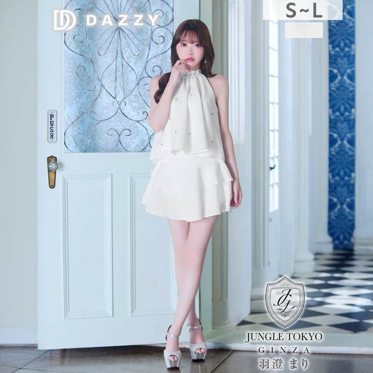 アメスリビジューフレアAラインミニ丈キャバドレス[SML/3サイズ展開] | Dazzy | 詳細画像1 