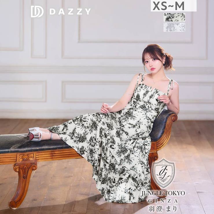 トワルドジュイ柄キャミソール×フロントジップの最旬Aラインロング丈キャバドレス[… | Dazzy | 詳細画像6 