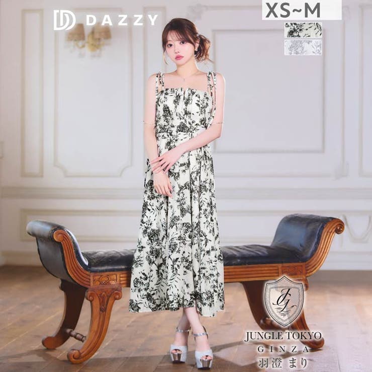 トワルドジュイ柄キャミソール×フロントジップの最旬Aラインロング丈キャバドレス[… | Dazzy | 詳細画像7 