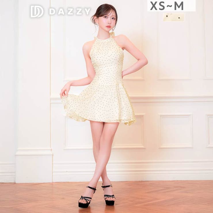 トレンドの私服風デザイン♪ドット柄フレアAラインミニ丈キャバドレス[XS~M 3… | Dazzy | 詳細画像7 