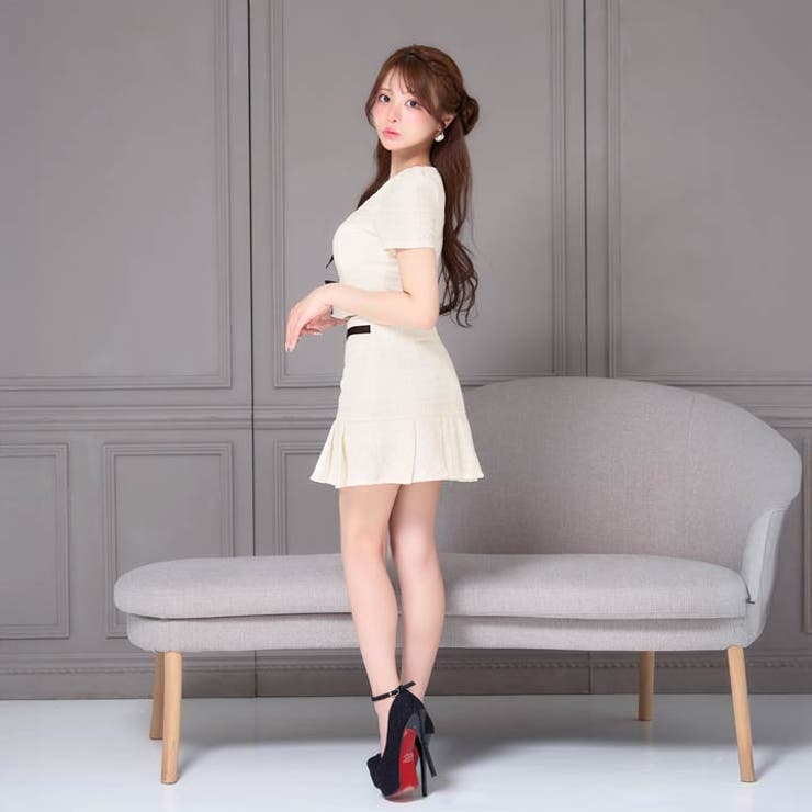 配色パイピングツイード×美脚プリーツ♪清楚で上品なAラインセットアップミニ丈キャ… | Dazzy | 詳細画像13 