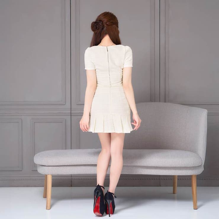 配色パイピングツイード×美脚プリーツ♪清楚で上品なAラインセットアップミニ丈キャ… | Dazzy | 詳細画像14 