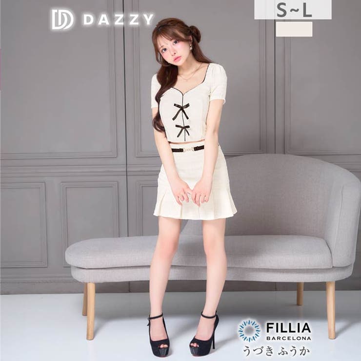配色パイピングツイード×美脚プリーツ♪清楚で上品なAラインセットアップミニ丈キャ… | Dazzy | 詳細画像5 