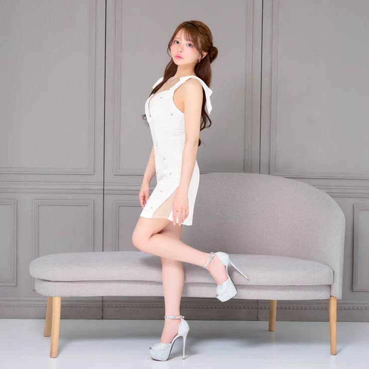 ビジューストーン×谷間ジップ♪大人エレガントな美ラインタイトミニ丈キャバドレス[… | Dazzy | 詳細画像9 