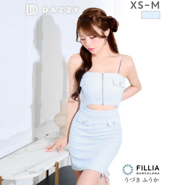 谷間ジップ×ウエストカット♪セクシー美ラインタイトミニ丈キャバドレス[XS~M … | Dazzy | 詳細画像9 