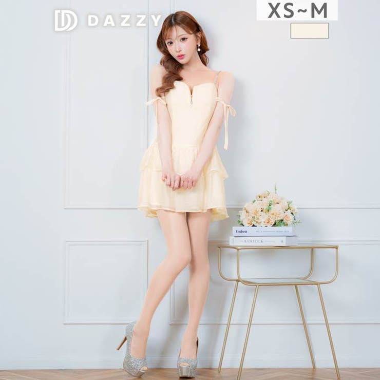 [明日花キララ着用]キラキラビジュー×谷間ジップ♪細見えフリルAラインミニ丈キャ… | Dazzy | 詳細画像7 