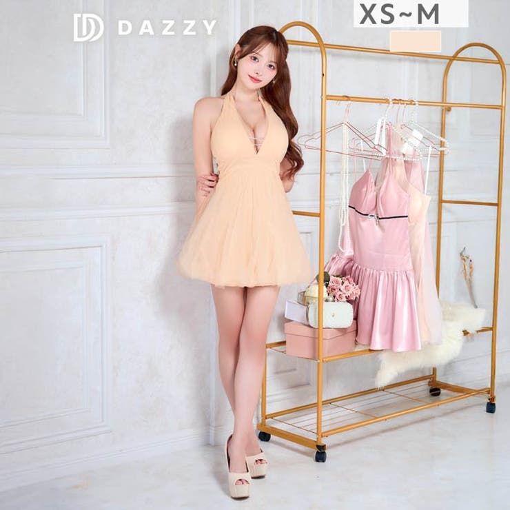 胸元ビジュー×人気チュール♪お腹＆お尻を可愛く隠せるAラインミニ丈キャバドレス[… | Dazzy | 詳細画像7 