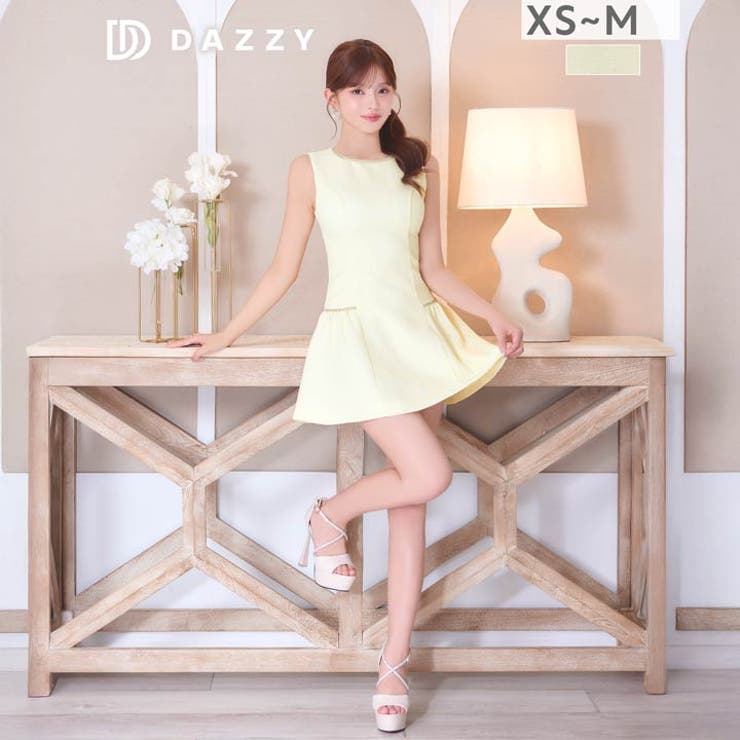 ラメツイード×キラキラビジュー♪胸元隠せる清楚デザインAラインミニ丈キャバドレス… | Dazzy | 詳細画像7 
