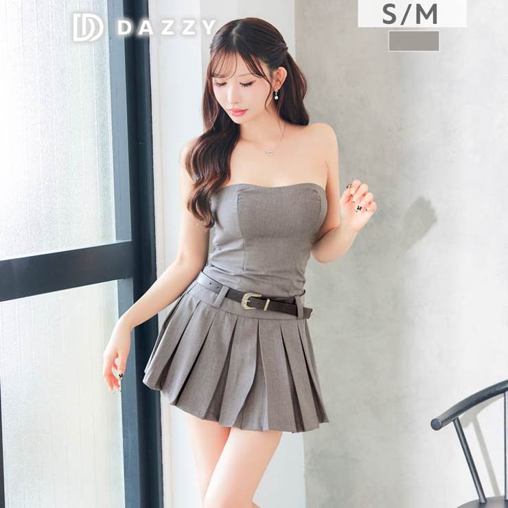 [伊藤桃々着用]ベルト付きベアトッププリーツワンピース[SM 2サイズ展開][カ… | Dazzy | 詳細画像4 
