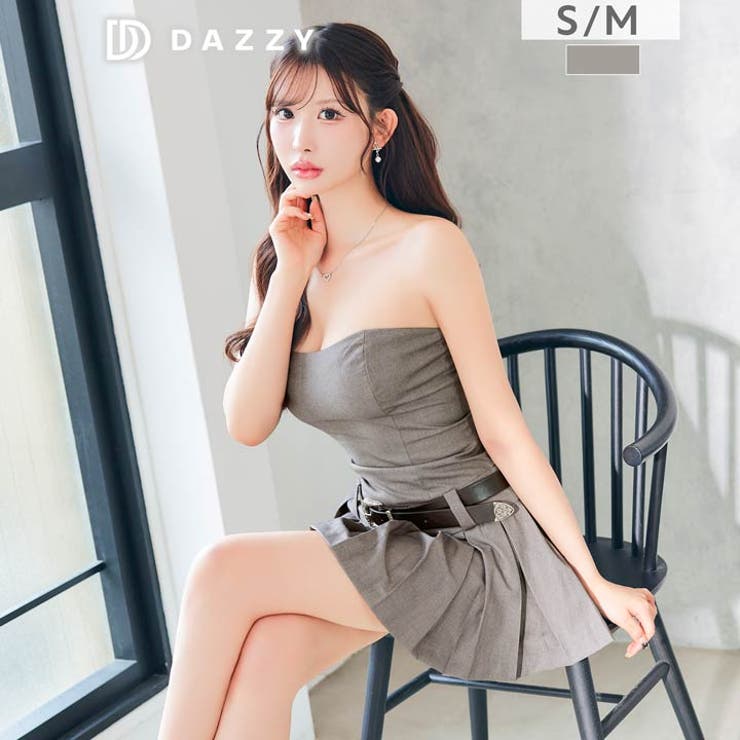 [伊藤桃々着用]ベルト付きベアトッププリーツワンピース[SM 2サイズ展開][カ… | Dazzy | 詳細画像9 