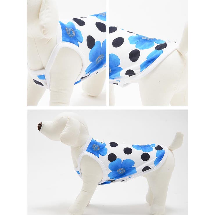 【花】犬服タンクトップ 犬服 [S Mサイズ]花柄ドット柄タンクトップドッグウェア○[犬[品番
