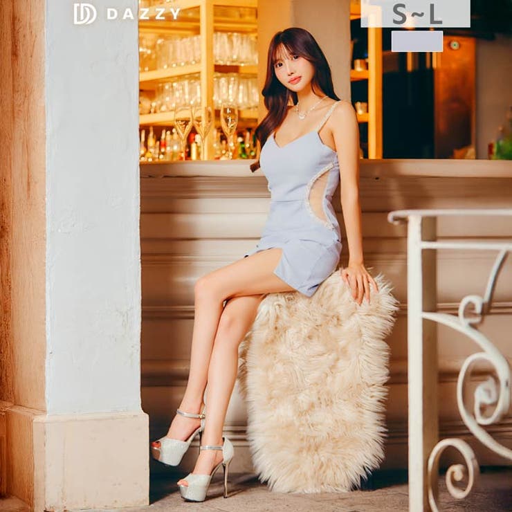 美くびれ爆誕!!輝くビジューウエストカットキャミソールタイトミニ丈キャバドレス | Dazzy | 詳細画像8 